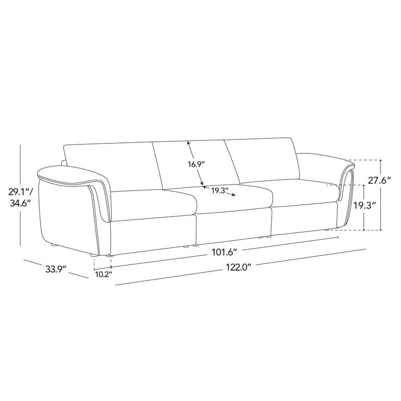 Spruce & Spring Modular Sectional Sofas with Optial Storage Console for Living Room
