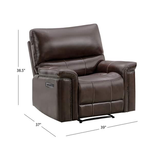 Abbyson Cranbury Brown Power Recliner with USB Port Bed Bath & Beyond