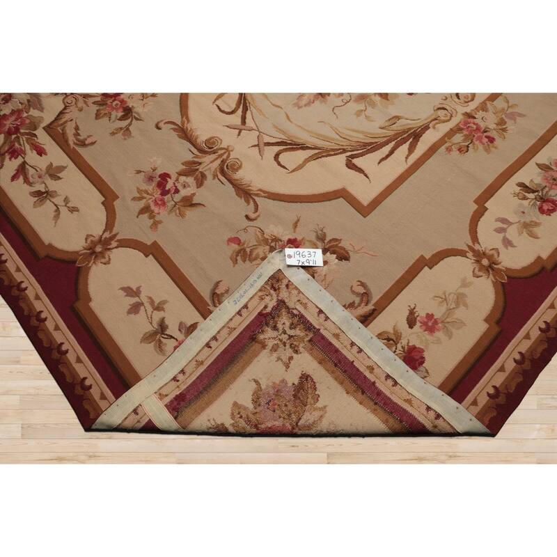 7x9'11'' Hand Woven Wool Ivory French Aubusson European Classic Rug - 7' x 9' 11''