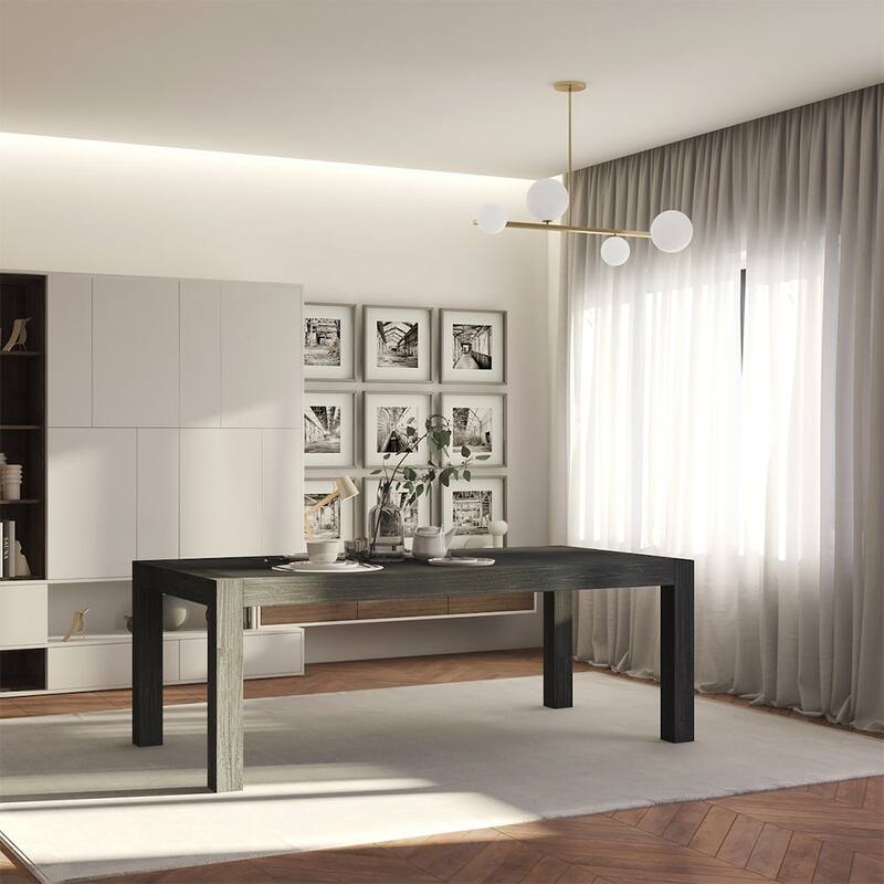 Midtown Concept Weathered Indoor Dining Room Set Dark Grey Kitchen Table with Dark Grey Dining Chairs