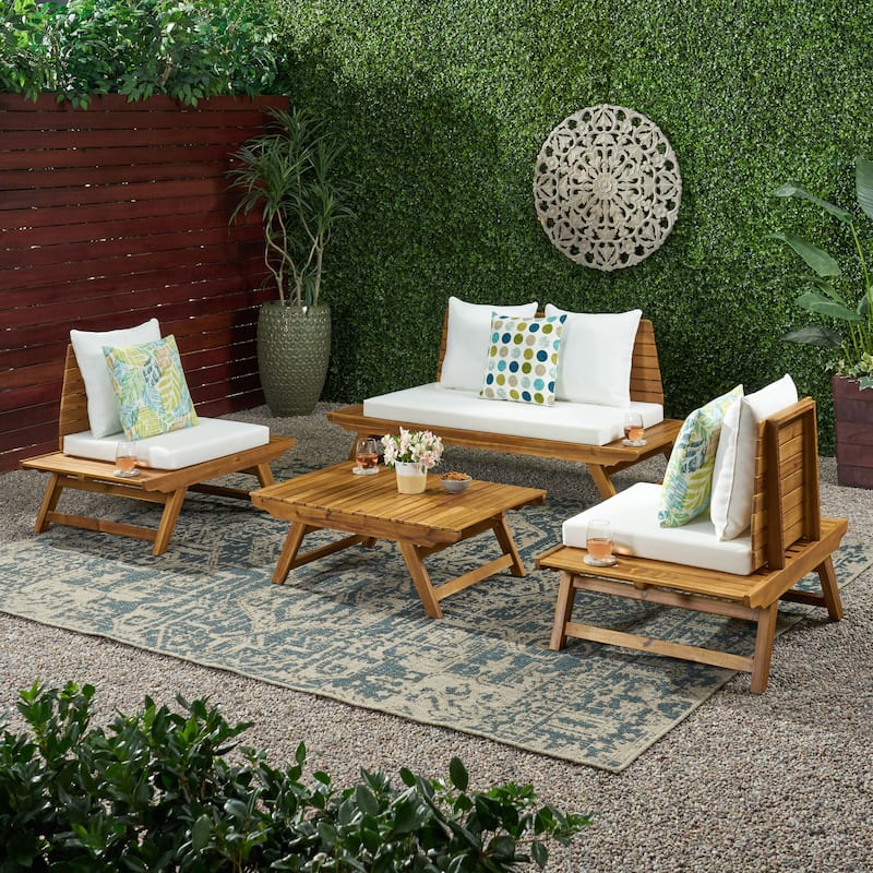 Sedona Acacia Wood 4-piece Outdoor Chat Set by Christopher Knight Home