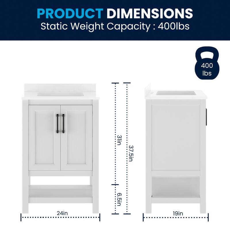 Bathroom Vanity with Undermount Sink and Open Storage Shelf