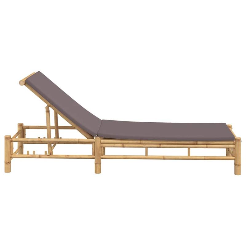 vidaXL Sun Lounger Bamboo, Dark Grey Bamboo, 100% polyester Large - 78.3 x 21.7 x 29.5 in