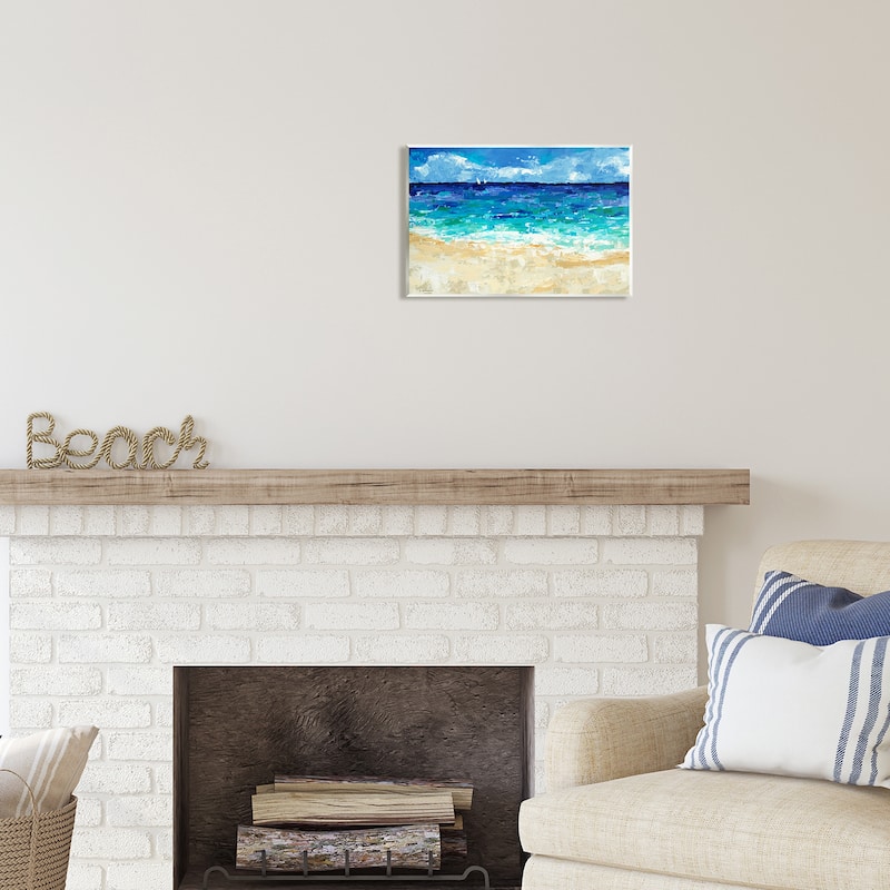 Stupell Industries Modern Beach Scene Abstract Shore Wall Plaque Art by ...