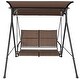 preview thumbnail 4 of 7, 2 Person Porch Swing with Adjustable Canopy and Padded Seat-Brown - 58.5" x 47" x 64" (L x W x H)
