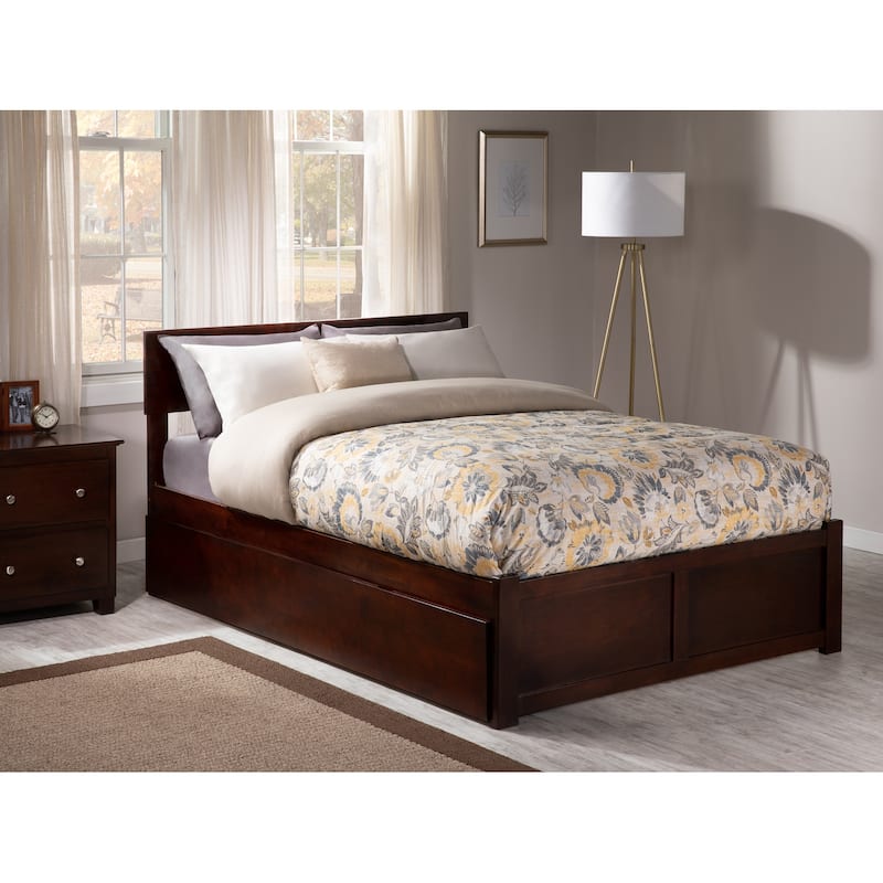 Orlando Full Platform Bed with Footboard and Full Trundle Bed