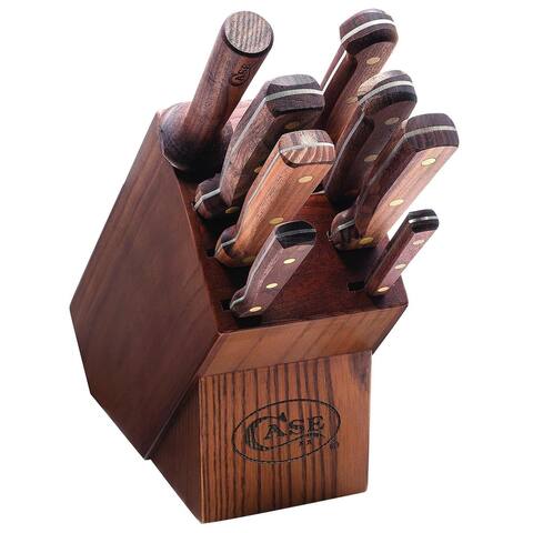 Case Knife 10249 Household Cutlery - Solid Walnut Handles - 9-Piece Block Set - Brown