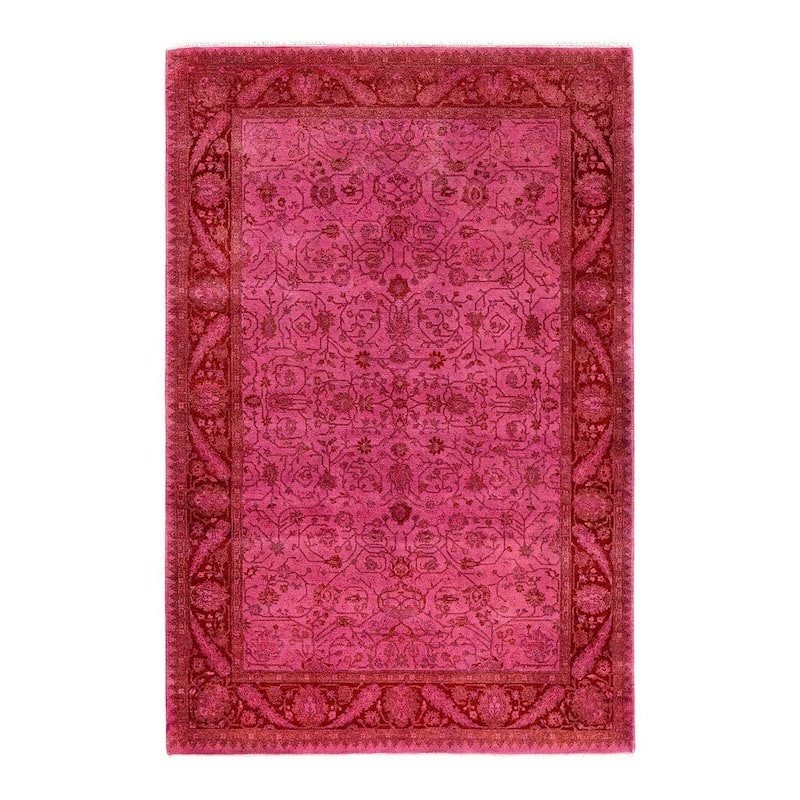 Contemporary Overdyed Wool Hand Knotted Area Rug - 4' 2" x 6' 3"