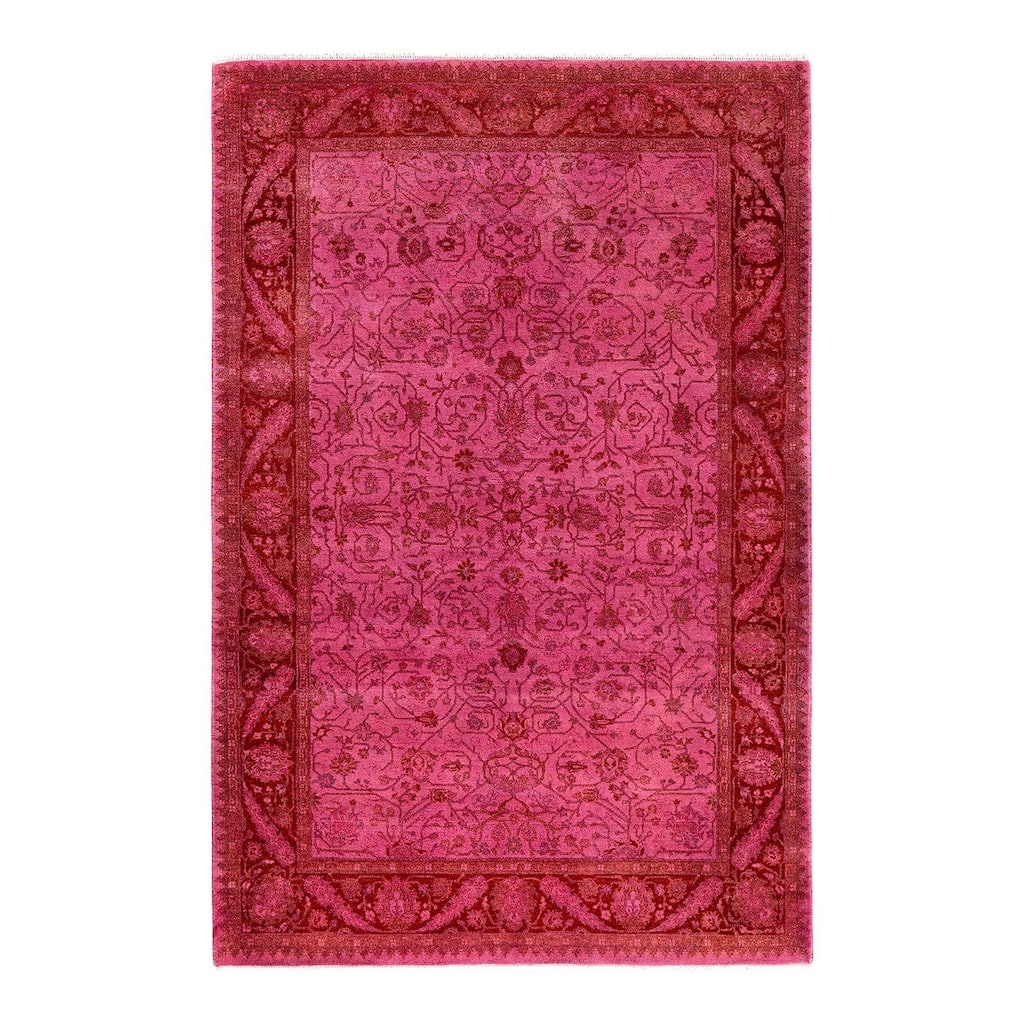 Contemporary Overdyed Wool Hand Knotted Area Rug - 4' 2" x 6' 3"