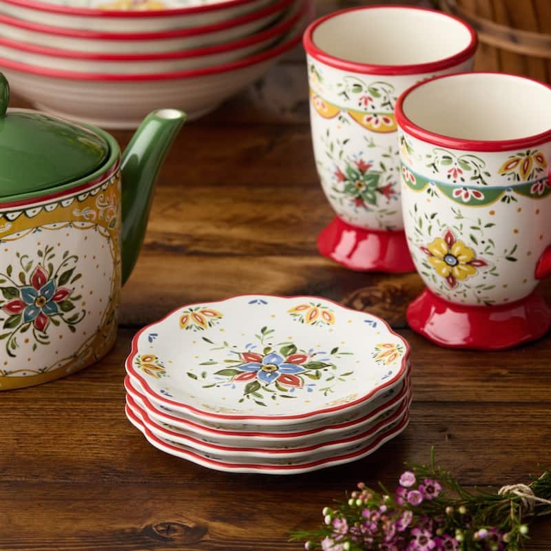 Certified International Provence 9" Salad/Dessert Plates,Set of 4 Assorted Designs - 9'' W x 9'' D x 0.75'' H