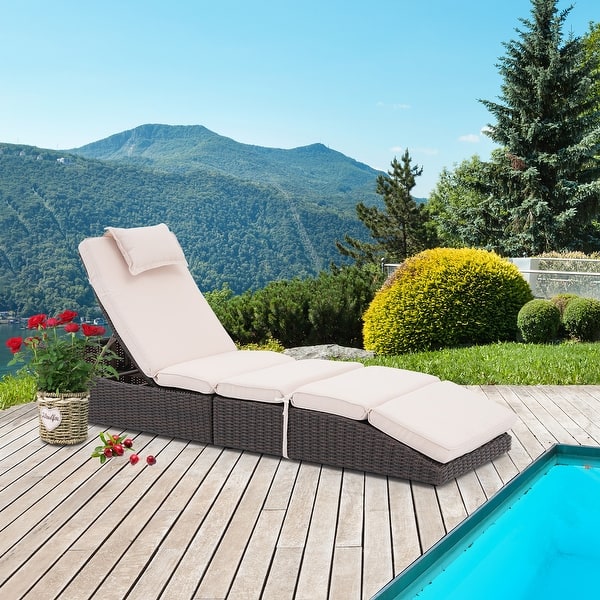 Wicker Folding Chaise Lawn Chair Jojoka 2pc Outdoor Chaise