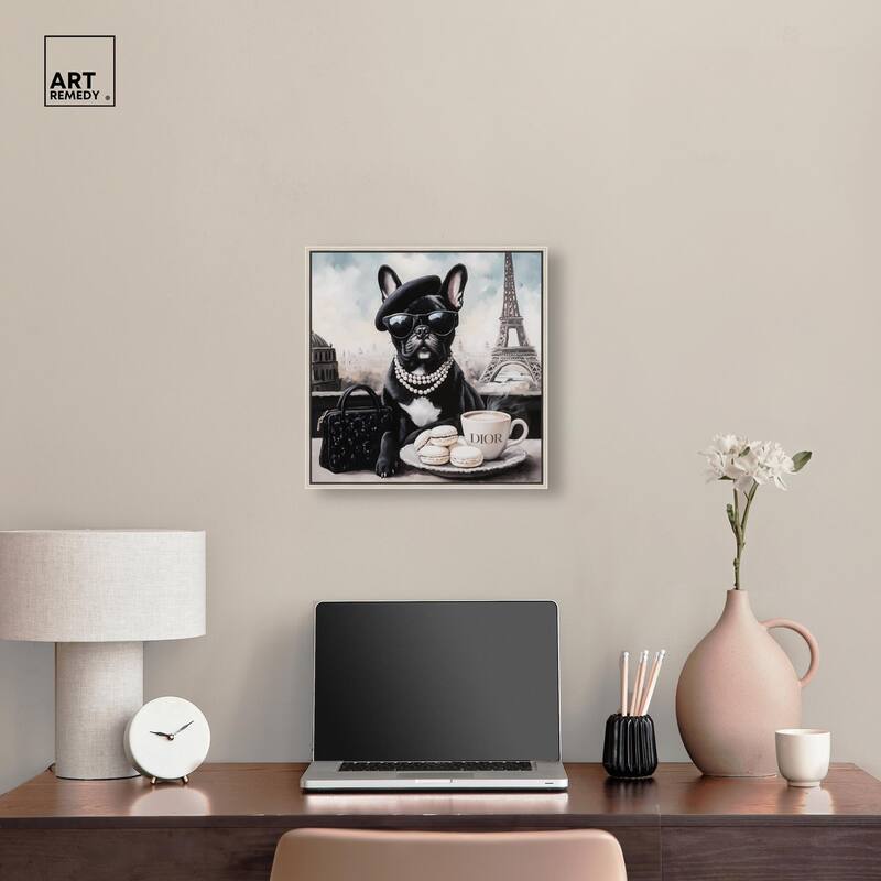 Frenchie in Paris Treats Canvas by Art Remedy