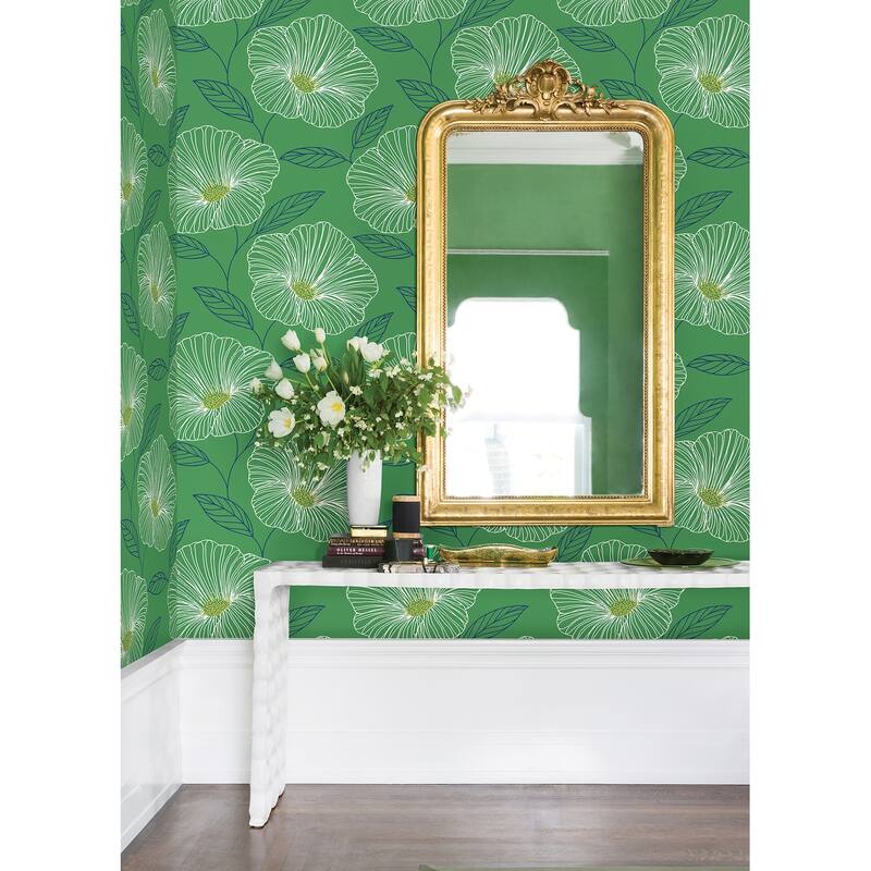 A-Street Prints Mythic Green Floral Wallpaper
