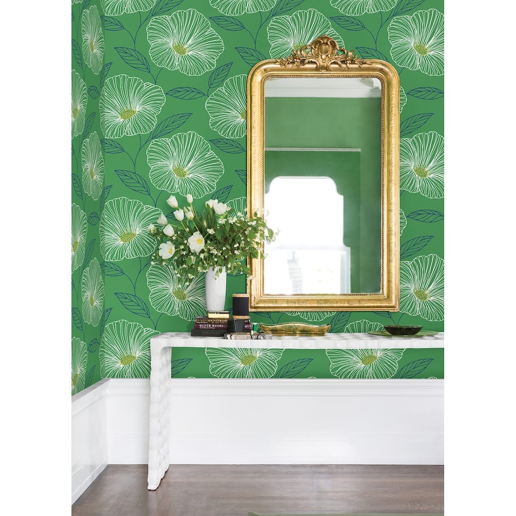 Flowers Nancy Mythic Black Floral 33' L X 20.5" W Wallpaper Roll