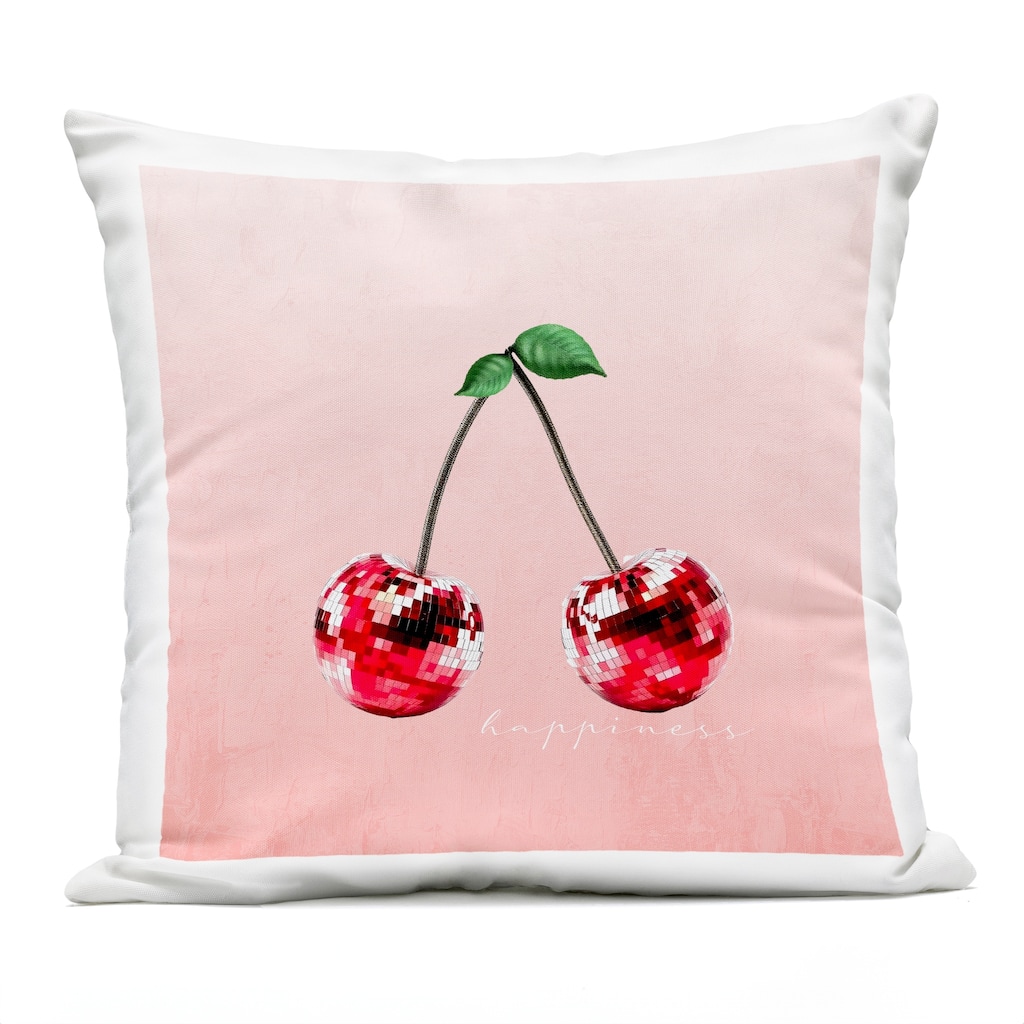 Stupell Happiness Disco Cherries Printed Outdoor Throw Pillow Design by Kim Allen