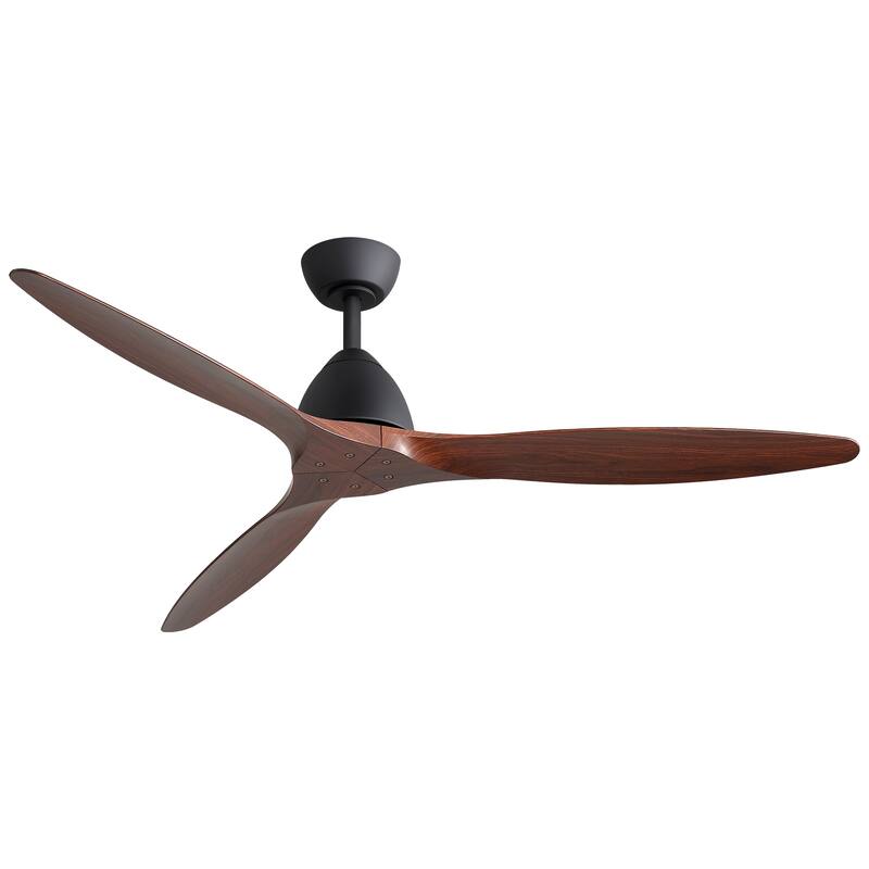 56" Wood Grain ABS 3-Blade Ceiling Fan No Light with Remote