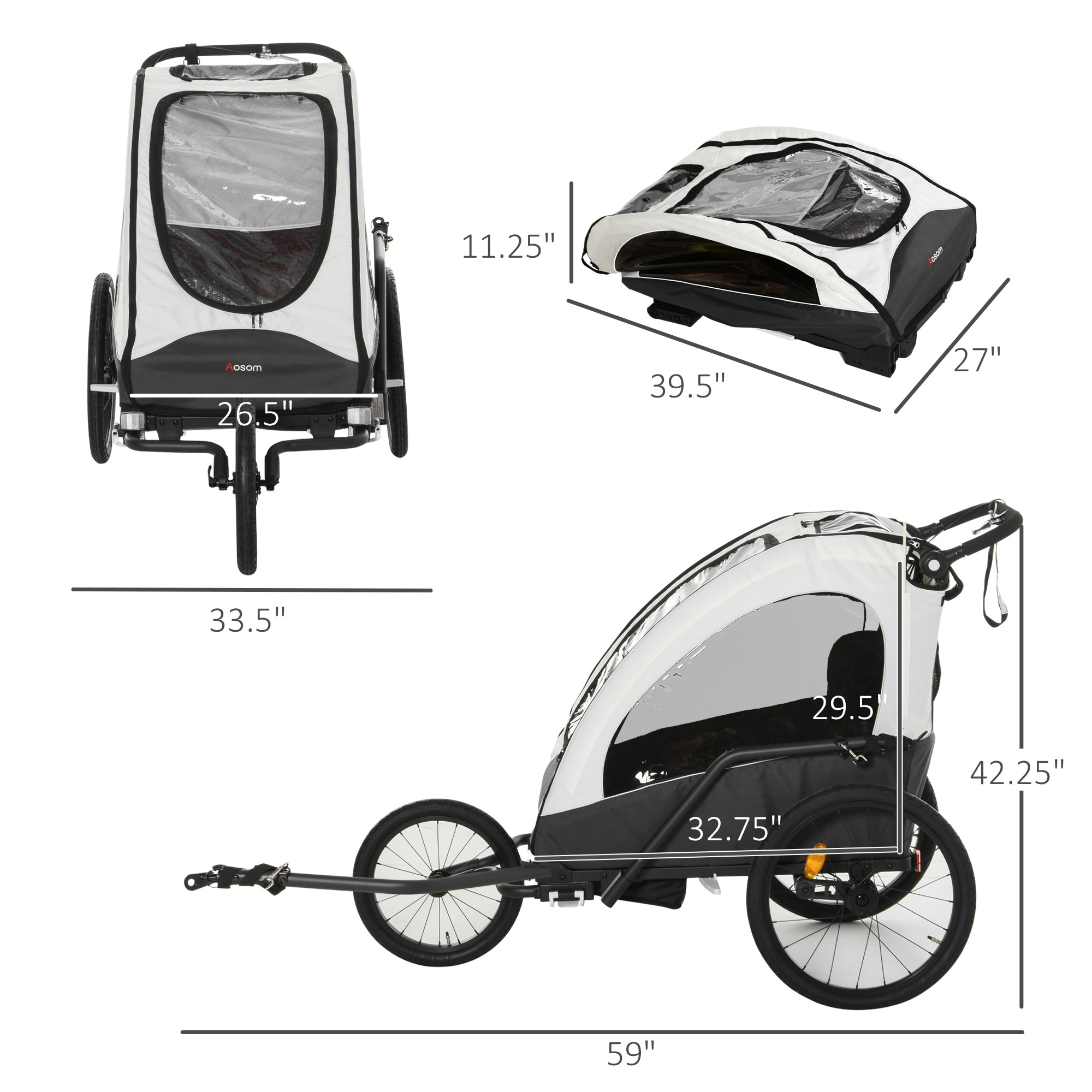 3 in 1 bike trailer stroller & jogger 2025
