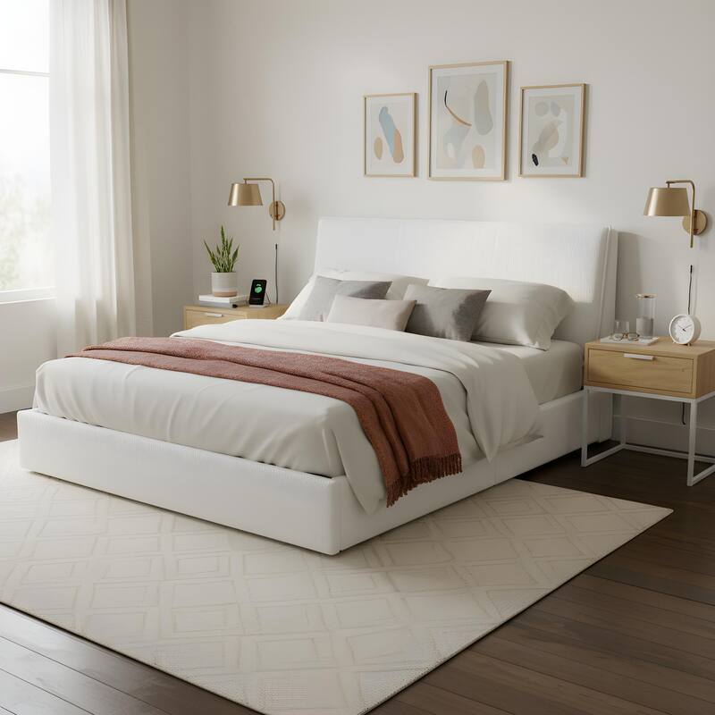 Christopher Knight Home - Ergonomic Boucle Upholstered Platform Bed Frame