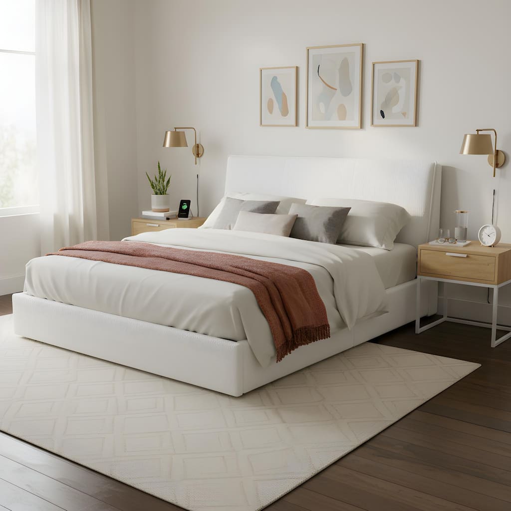 Christopher Knight Home - Ergonomic Boucle Upholstered Platform Bed Frame