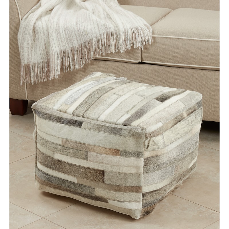 Cowhide Leather Pouf