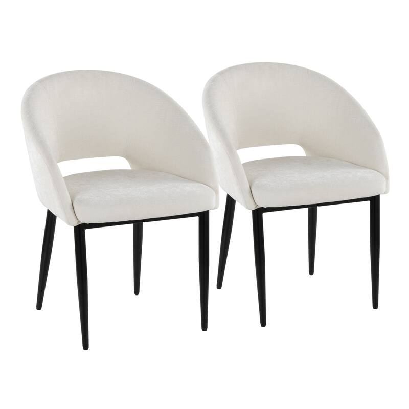 Renee Upholstered Chair - Set Of 2 - Off-White Fabric/Black Finish