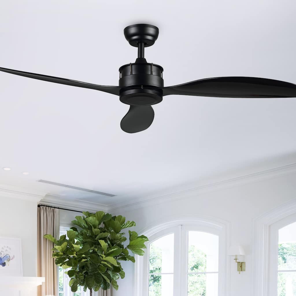 SAFAVIEH Lighting Beckie Harlin Black 3-Speed Ceiling Fan with Remote - 52" W x 52" L x 12.25"-17.25" H - 52Wx52Dx17H