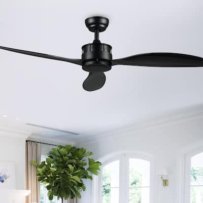 SAFAVIEH Lighting Harlin Matte Black 3-speed Ceiling Fan with Remote - 52" W x 52" L x 12.25"-17.25" H