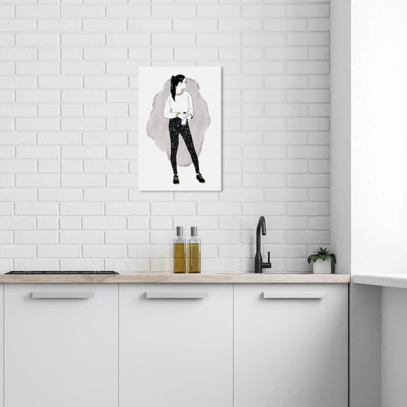 Wynwood Studio Canvas Fashion and Glam Sporty Style White and Metallic Black Glam Wall Art Canvas Print - 24 x 16