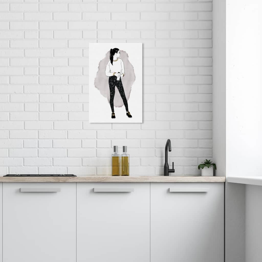 Wynwood Studio Canvas Fashion and Glam Sporty Style White and Metallic Black Glam Wall Art Canvas Print