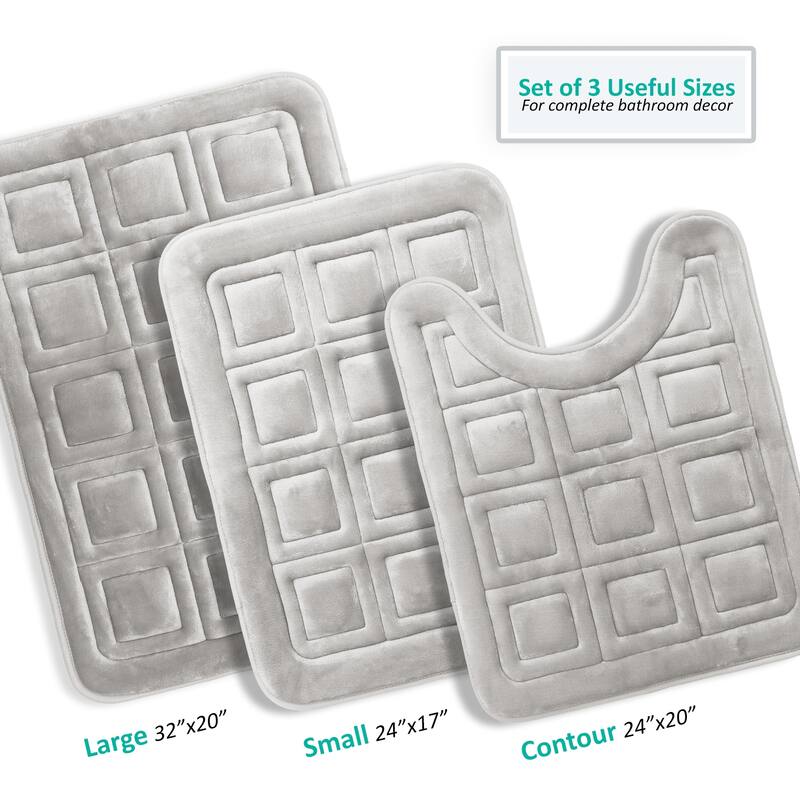Clara Clark Ultra Soft Non Slip and Absorbent Bath Rug - Waffled Velvet Memory Foam Bath Mat
