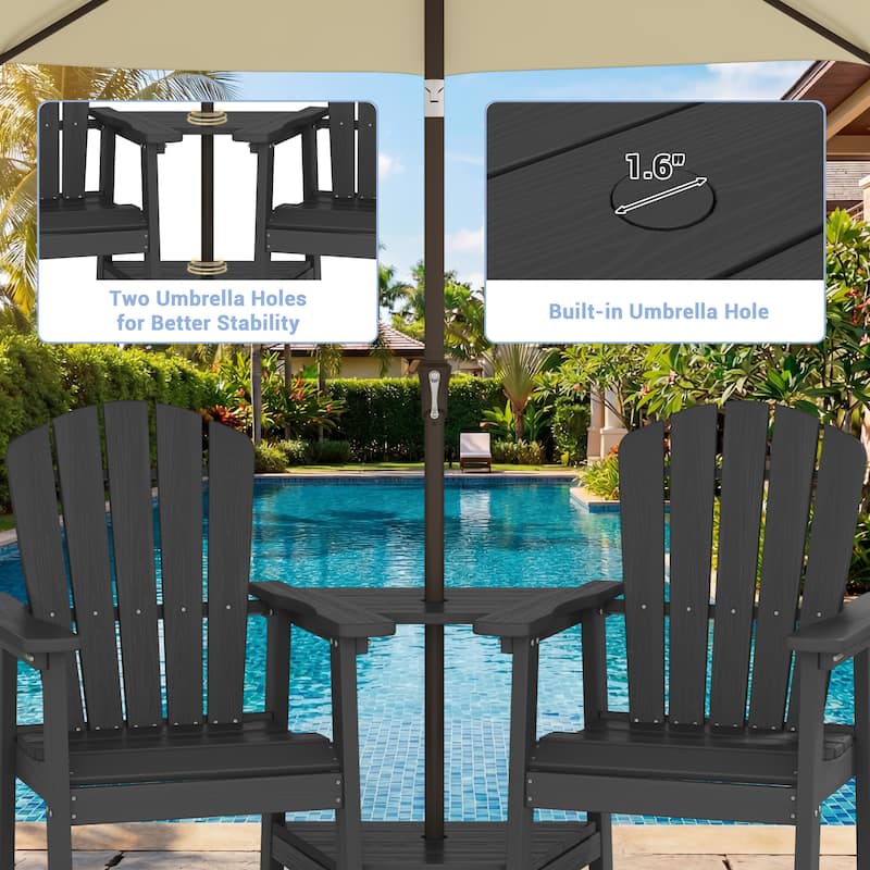 Outdoor Tall Adirondack Chair Set of 2 with Connecting Tray