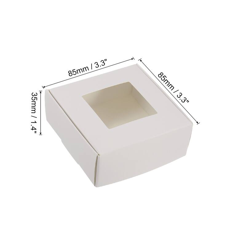 3.5"x3.5"x1.5" Paper Soap Box with Window, 30 Pack Soap Boxes Square, White - White