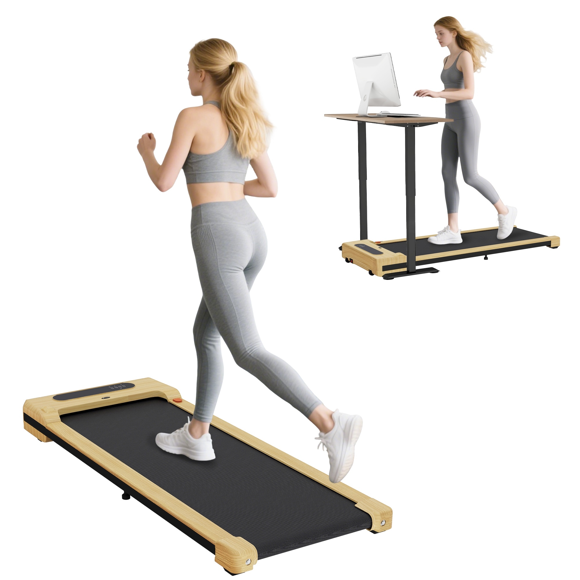 Soozier Walking Pad, 2.5HP Under Desk Treadmill with Remote Control, Transport Wheels and LED Display