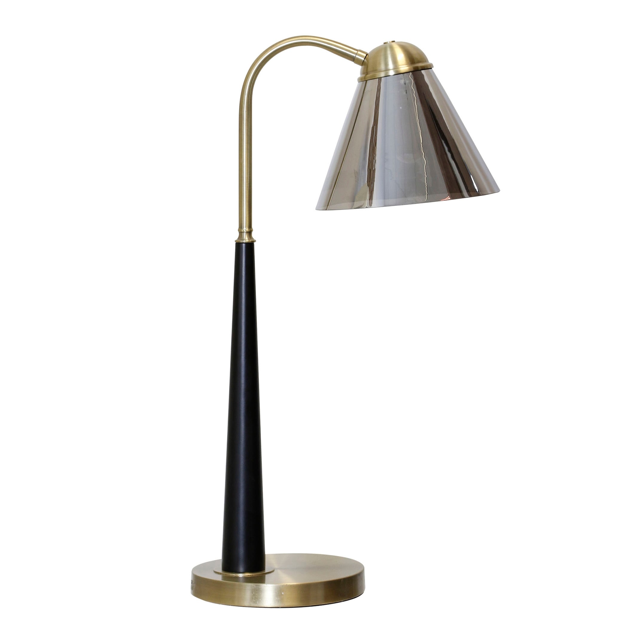 StyleCraft English Gold - Steel Table Lamp - Smoked Glass Shade