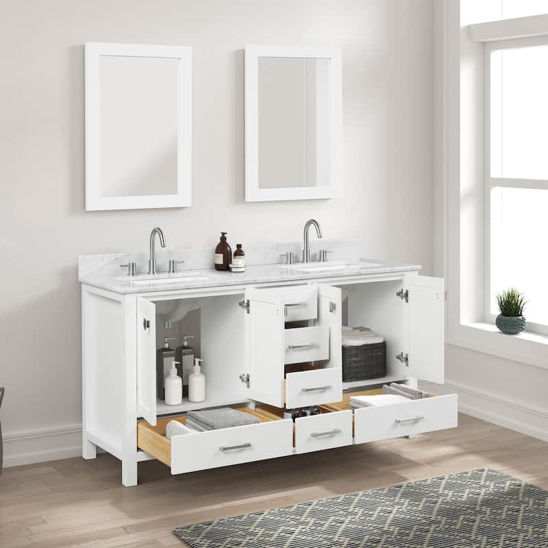 Blossom Geneva 60 Inch Double Bathroom Vanity with Marble Top & Sinks