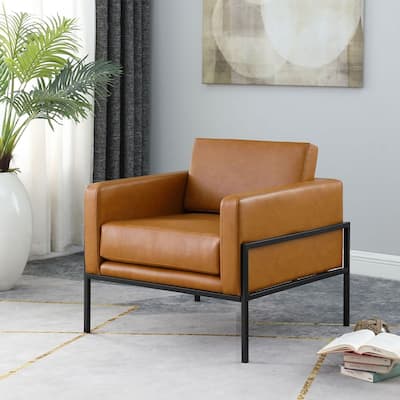 HomePop Modern Upholstered Club Chair w/ metal frame
