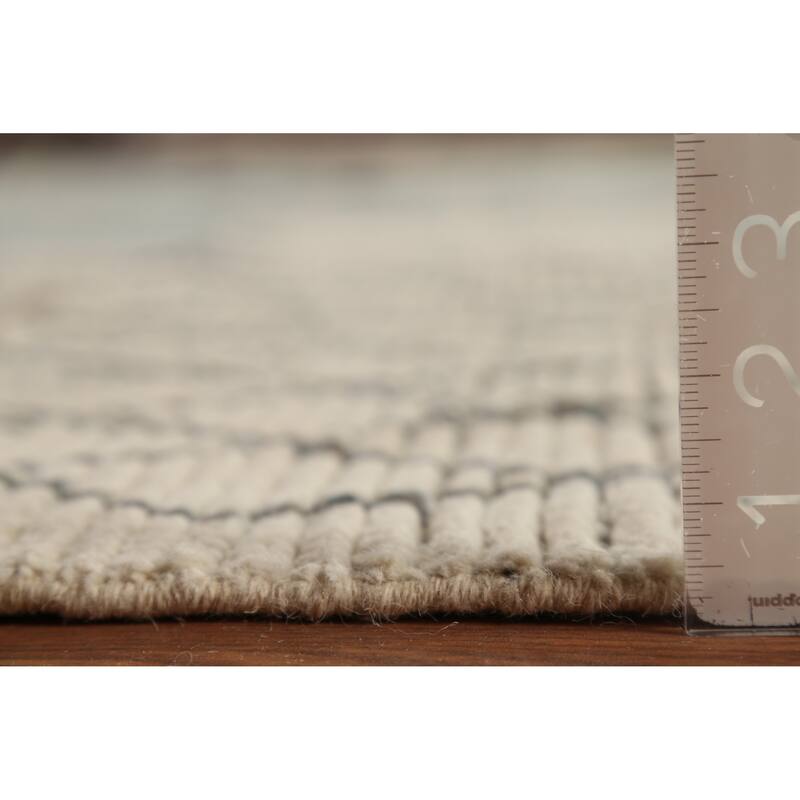 Moroccan Large Abstract Area Rug Handmade Beige Wool Carpet - 11'7"x 18'5"