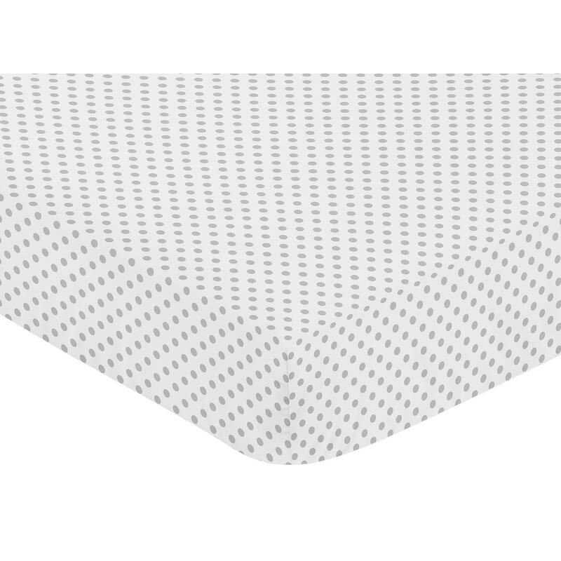 Sweet Jojo Designs Grey and White Polka Dot Watercolor Floral Collection Fitted Crib Sheet