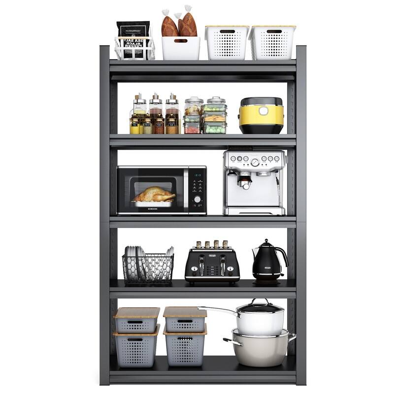5-Tier Adjustable Heavy Duty Metal Storage Shelves, Black, 72/78"H