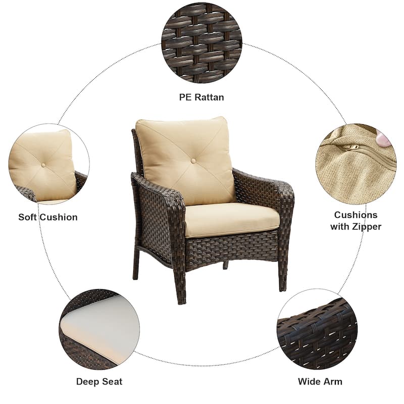 2 Pieces Patio Wicker Chairs Set