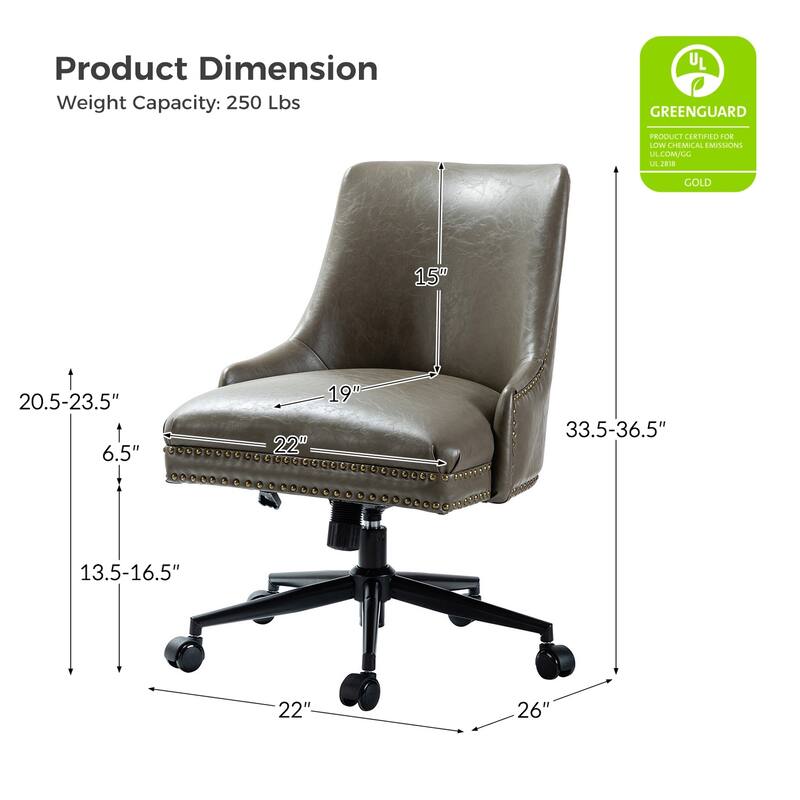 Sonia Modern Faux Leather Task Chair with Height-adjustable by HULALA HOME