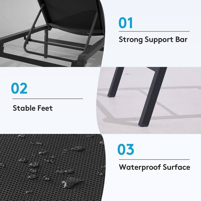 2-piece 5-Position Reclining Folding Lounge Chair – Adjustable Backrest & Portable Relaxation