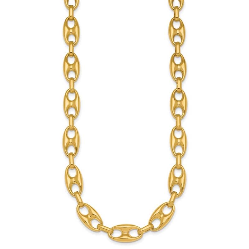 Curata 14k Yellow Gold Italian 10mm Chunky Puffed Mariner Necklace
