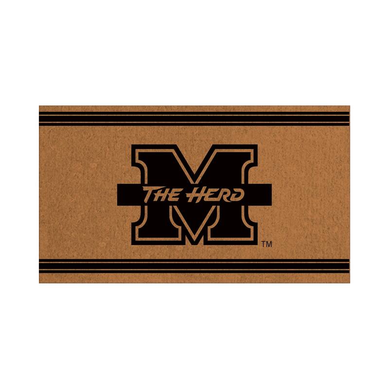 Marshall University Monochrome Indoor/Outdoor Coir Door Mat - 28" x 16"