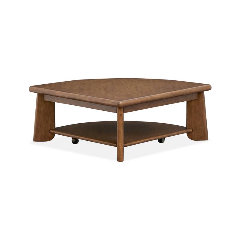 Magnussen Home Tanner Tawny Brown Pie Shaped Lift Top Cocktail Table with Casters - 38''W x 38''D x 16.5''H