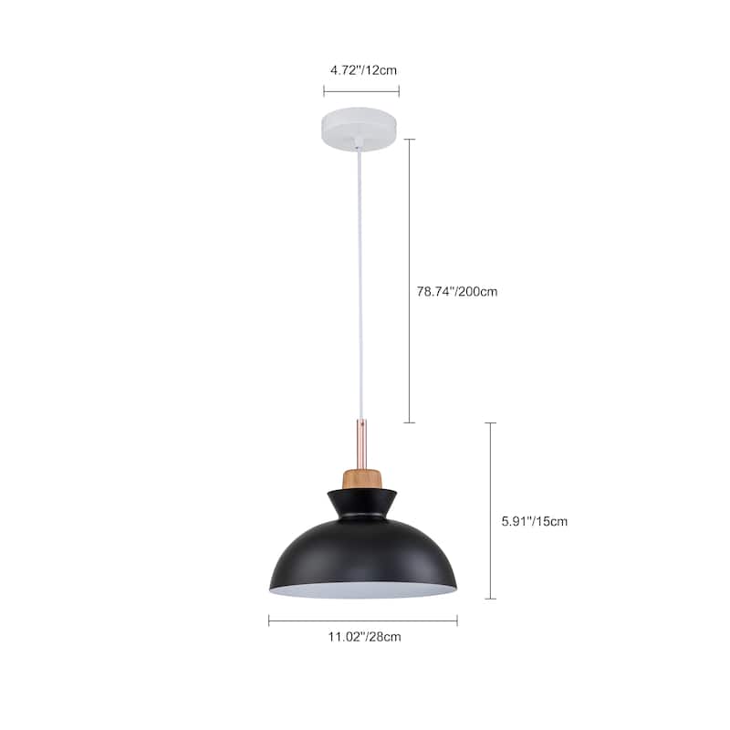 1-Light 11 in. Modern Bowl Dome Pendant Kitchen Island Lighting