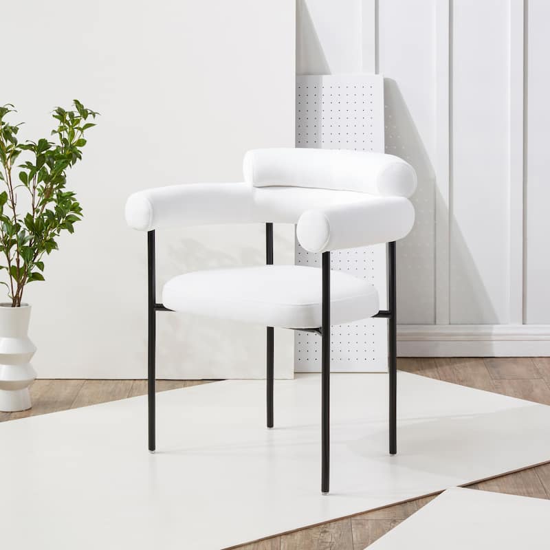 SAFAVIEH Couture Frouwe Curved Back Dining Chair (Fully Assembled) - 26Wx21Dx30H - White/Black