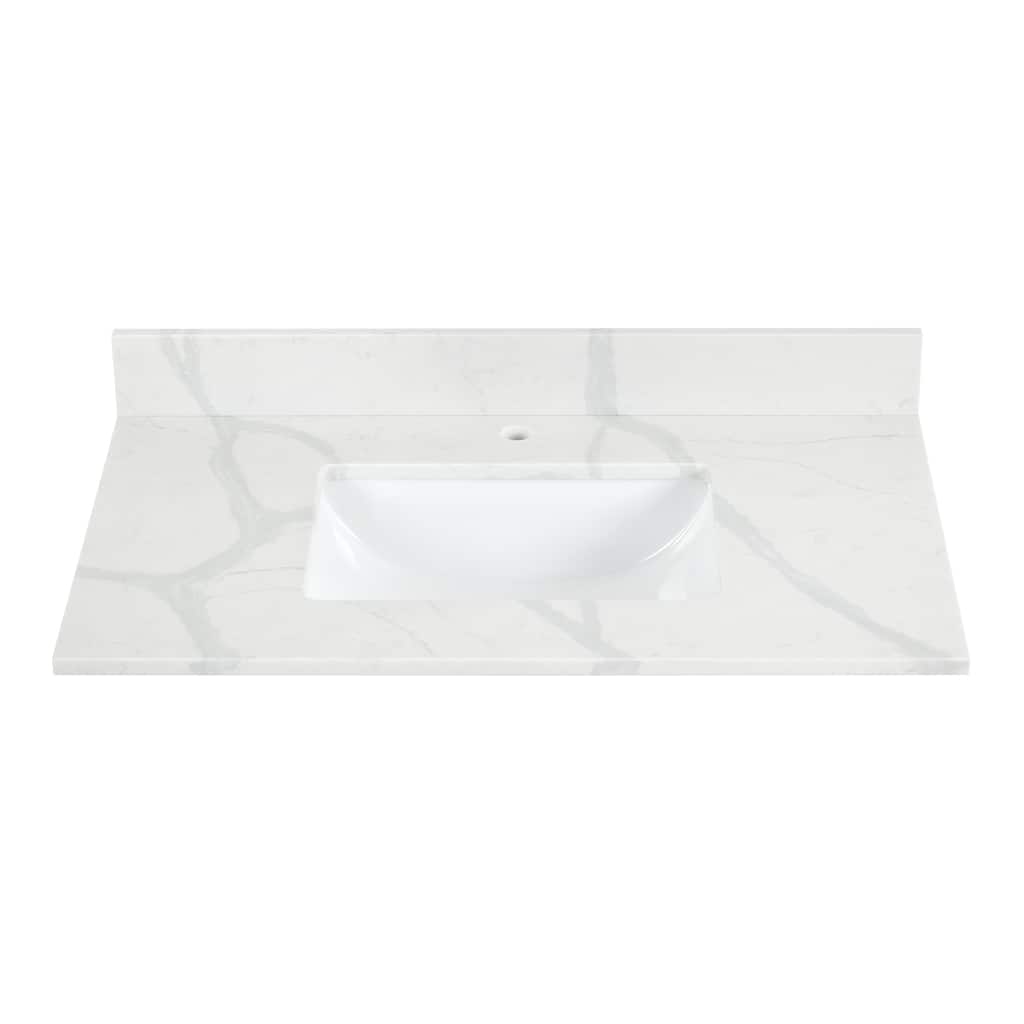 Altair Arbios Calacatta White Quartz Stone Vanity Top in Single Faucet Hole Without Vanity