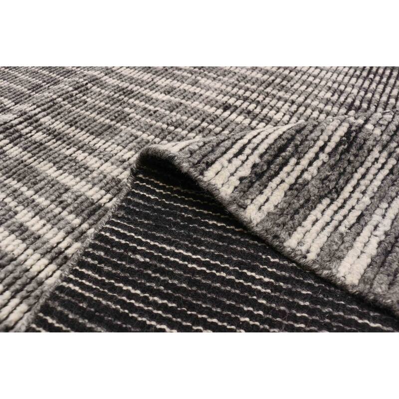 ECARPETGALLERY Hand-knotted Tangier Dark Grey Wool Rug - 5'1 x 7'11