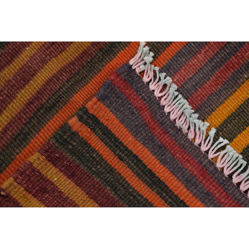 Hand Woven Oriental 100% Wool Carpet Southwestern Geometric Multi-Colored Kilim Area Rug - 9' 7'' X 4' 7''